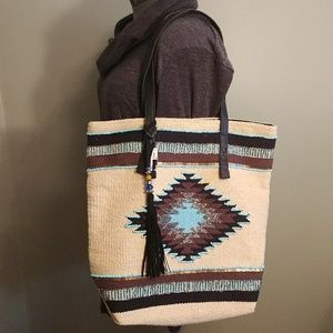 Aldo Strouhal Southwestern Beaded Tote Bag Purse
